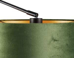 Lampada da parete nera con paralume in velluto verde 35 cm regolabile - Blitz
