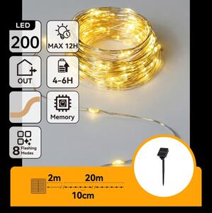 Aigostar - Catena luminosa solare a LED, 200 LED, 8 funzioni, 22 m, IP65, bianco caldo, 800 mAh