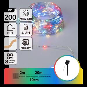 Aigostar - Catena solare a LED 200 LED / 8 funzioni, 22 m, IP65, multicolore, 800 mAh