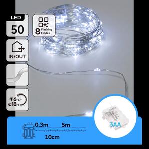 Aigostar - Catena luminosa LED 50xLED/3xAA 5,3m bianco freddo