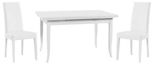 Set tavolo rettangolare bianco 100x70 120x80 140x80 160x85 allungabile con 4 sedie ecopelle bianca