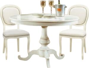 Set tavolo rotondo bianco 100x100 120x120 con 4 sedie imbottite ecopelle bianca