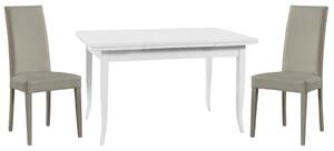 Set tavolo rettangolare bianco 100x70 120x80 140x80 160x85 allungabile con 4 sedie ecopelle grigio