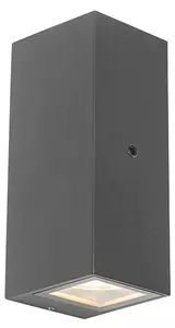 Applique da parete grigia 2 luci IP44 con sensore crepuscolare - Baleno