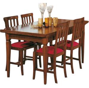 Set tavolo rettangolare 160x85 allungabile con 6 sedie legno seduta imbottita (1218 +1219)
