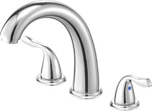 Miscelatore per vasca - miscelatore a 3 fori per vasca - due maniglie - acciaio inox - bocca curva - montaggio a bordo vasca - argento