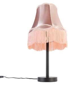 Lampada da tavolo classica nera con paralume granny rosa 30 cm - Simplo
