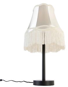 Lampada da tavolo classica nera con paralume nonna crema 30 cm - Simplo