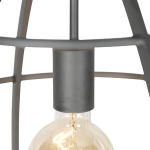 Lampada a sospensione industriale grigio scuro con legno 47 cm - Arthur