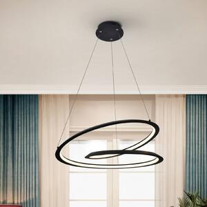 Schuller Valencia Lampada a sospensione LED ad anello, nera. Metallo, alluminio. Ø 60 cm Looping, Nero, Soggiorno / Sala da pranzo, Metallo