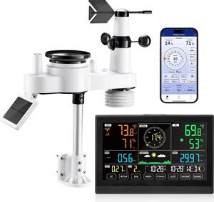 Stazione meteo WLAN - set 7 in 1 - display VA da 19 cm - connessione app - sensore solare esterno - vento, temperatura, umidità, precipitazioni - previsioni del tempo