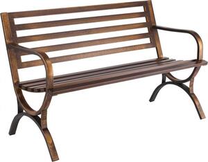 Panca da giardino da 127 cm con portata di 250 kg - Panca da giardino, panca da patio e panca da veranda - Panca da balcone con design a doghe e braccioli arrotondati - Struttura in metallo per parco, cortile in bronzo anticato