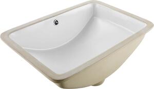 Lavabo da incasso - Lavabo rettangolare in Vetroceramica - 53 x 37,5 cm - Con troppopieno - Per bagni piccoli/bagni di servizio - Bianco