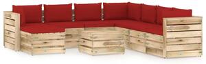 Set Divani da Giardino con Cuscini 9 pz Legno Impregnato Verde