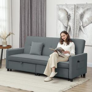 DecHome Divano Letto Clic-Clac 3 Posti Moderno in Tessuto Dimensioni 196x90x89 cm colore Grigio