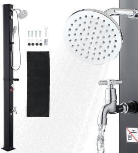 Doccia solare - Doccia da giardino e piscina 40 litri - Altezza 229 cm - Miscelatore acqua calda e fredda - Doccetta e valvola a pedale - Max. 60 °C - Nero