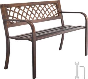 Panca da giardino 116 cm - Panche da giardino con portata di 250 kg - Panca da giardino con struttura Acciaio al carbonio - Panca da balcone con rete in PVC e braccioli - Panca da giardino nera per giardino, parco, cortile