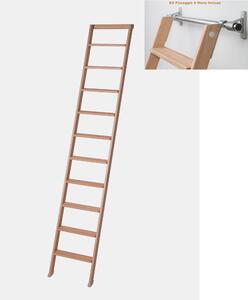 Scala da Appoggio UP 10 gradini H 2,50 Mt in Faggio Massello KIT FISSAGGIO INCLUSO Dimensioni 45x9x h 250 cm Peso 8,5 Kg colore legno Naturale