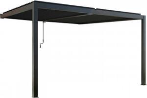 VivaGarden Pergola Bioclimatica da Esterno Addossata in Alluminio Copertura a Lamelle Frangisole Dimensioni 3x4 mt colore Grigio Scuro