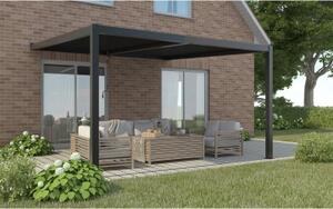 VivaGarden Pergola Bioclimatica da Esterno Addossata in Alluminio Copertura a Lamelle Frangisole Dimensioni 3x4 mt colore Grigio Scuro