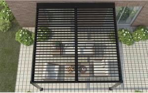 VivaGarden Pergola Bioclimatica da Esterno Addossata in Alluminio Copertura a Lamelle Frangisole Dimensioni 3x4 mt colore Grigio Scuro
