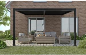 VivaGarden Pergola Bioclimatica da Esterno Addossata in Alluminio Copertura a Lamelle Frangisole Dimensioni 3x4 mt colore Grigio Scuro