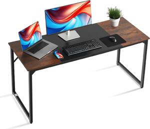 Scrivania per computer - Scrivania da ufficio - Piano da 160 x 60 cm - Struttura in metallo - Portata 68 kg - Per l'ufficio domestico e lo studio - Marrone nero
