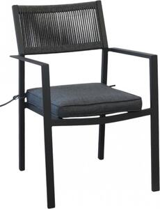 VivaGarden Sedia per Esterni Impilabile con Cuscino in Alluminio 55,5x62,5x83,5h cm colore Antracite