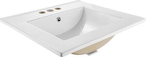 Lavabo - Lavabo semi-incassato - Rettangolare 51 x 46,5 cm - Con troppopieno - 3 fori per rubinetto - Compatto per bagni piccoli - Bianco