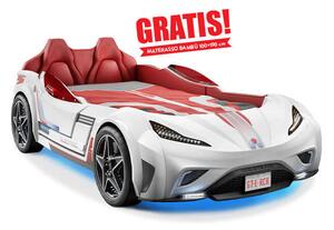 Gt-e Autoletto per bambini - Bianco - (Materasso gratis)