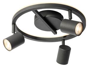 Faretto da soffitto nero GU10 50mm 3 luci rotondo con retroilluminazione e interruttore a 3 vie - Back Up