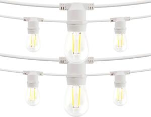 Catena di luci lineare 10 metri con 10 lampadine E27 Bianco caldo 2700K IP54 Bianca Wisdom