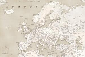 Mappa Sepia vintage detailed map of Europe, Blursbyai