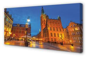 Stampa quadro su tela Chiesa notturna della città vecchia di Darńsk 100x50 cm