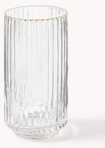 Set di 4 bicchieri da long drink in vetro soffiato con bordo dorato Aleo