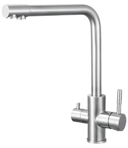 Rubinetto da cucina, design a tre vie, due maniglie, cromato, attacco G3/8