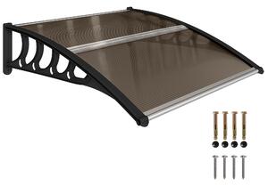 Outsunny Tettoia da Esterno in Policarbonato per Porte e Finestre con Kit Montaggio 100x100x26cm - Marrone|Aosom