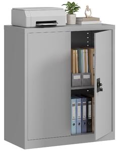 Vinsetto Armadietto Mobile Ripiano Regolabile Chiusura di Sicurezza per Casa Ufficio Garage Acciaio 80x40x92.5cm Grigio|Aosom