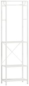 HOMCOM Appendiabiti con Scarpiera a 2 Livelli, Barra Appendi Abiti, 4 Ganci, Mensola Superiore, 52x30x180 cm, Bianco | Aosom Italy