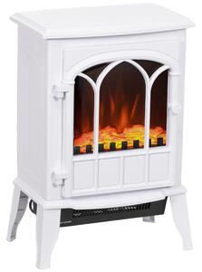 HOMCOM Camino da Terra Elettrico Potenza 1000W / 2000W con Effetto Fiamma Regolabile, 39x23x56.5cm, Bianco | Aosom Italy