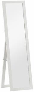 HOMCOM Specchio da Terra a Figura Intera con Cornice e Supporto, in Legno e Vetro, 37x40x155 cm, Bianco | Aosom Italy