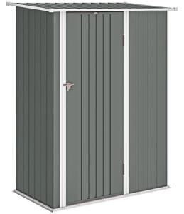 Outsunny Capanno Porta Attrezzi in Metallo con Tetto Inclinato e Porta Bloccabile, 142x86x189 cm, Grigio Chiaro | Aosom Italy