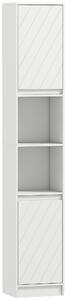 HOMCOM Mobile Colonna Bagno Salvaspazio in Legno con 2 Armadietti e Ripiani, 30x24x170 cm, Bianco | Aosom Italy