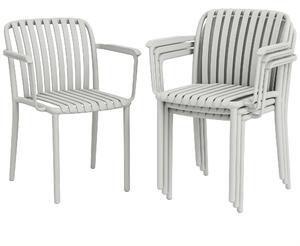 Outsunny Set di 4 Sedie Giardino Impilabili, Design Doghe e Braccioli. | Aosom Italy
