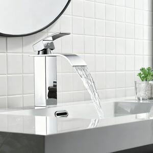 Miscelatore monocomando per lavabo, modello a cascata, cromato, altezza 182 mm