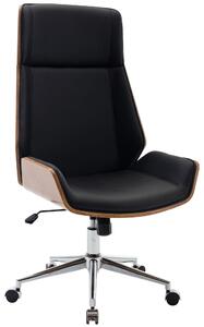 Sedia da ufficio Breda - rivestita in ecopelle, struttura in legno noce - colore nero