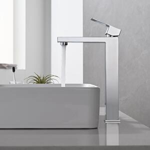 Miscelatore monocomando in acciaio inossidabile, finitura cromata, per lavabi a incasso, diametro 240 mm