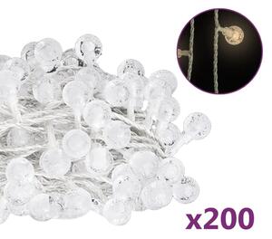Filo di Luci Sferiche 20m 200 LED Bianco Caldo 8 Funzioni