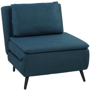 HOMCOM Poltrona Convertibile Singola, Poltrona-Letto Clic-Clac 3-in-1 con Schienale Regolabile, Cuscino e Seduta Ampia, Blu | Aosom Italy