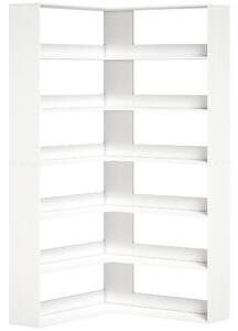 HOMCOM Scaffale con 7 Ripiani, Scaffale Angolare a L con Protezione Posteriore Antiscivolo, Bianco Effetto Legno | Aosom Italy